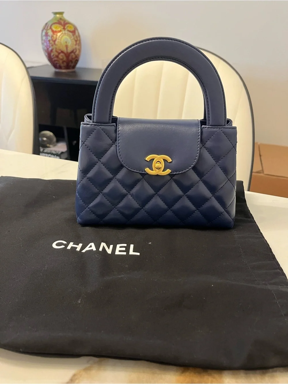 Brand New CHANEL Small Shopping Bag Dark Blue